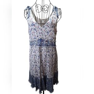 NWOT Blue and White Ruffled Tiered Halter Sundress